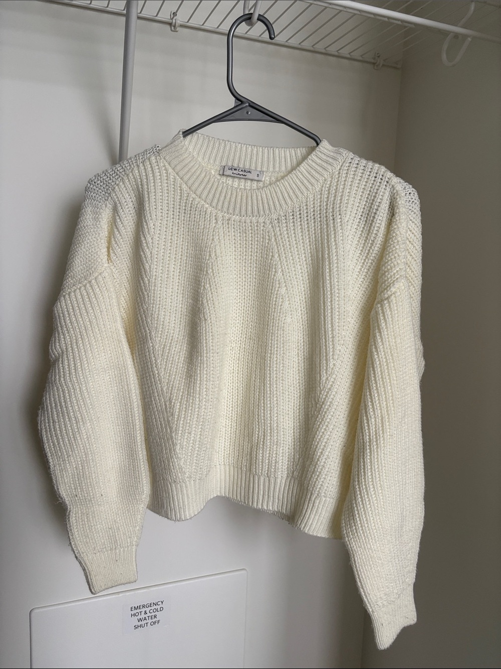 Linen & Clay Cream Crewneck Knit Sweater - Women's
